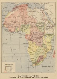 Karta över Afrika efter undertecknandet av det anglo-franska avtalet i mars 1899